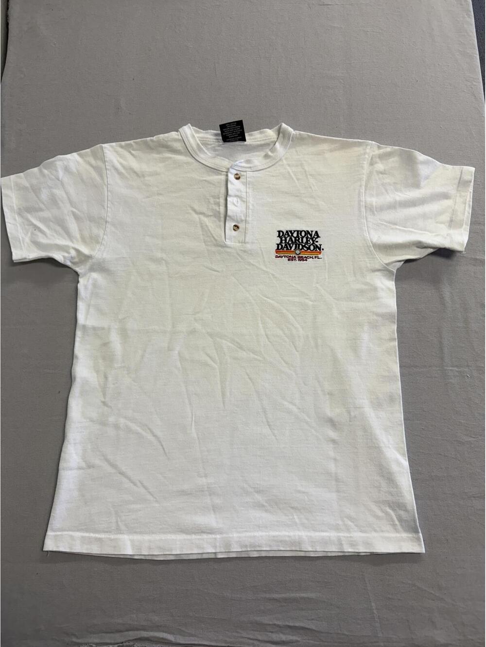 Vintage Harley Davidson T-shirt Daytona Beach FL Henley - L